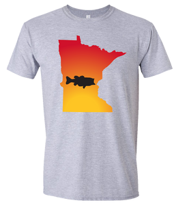 Short Sleeve T-Shirt Minnesota Athletic Heather Large Mouth Bass Vibrant Design High Quality Tight Knit Ring Spun Low Maintenance Cotton Printed With The Newest Available Color Transfer Technology