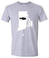 Load image into Gallery viewer, Short Sleeve T-Shirt Rhode Island Athletic Heather Large Mouth Bass Vibrant Design High Quality Tight Knit Ring Spun Low Maintenance Cotton Printed With The Newest Available Color Transfer Technology