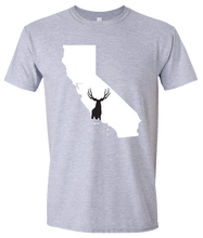 Load image into Gallery viewer, Short Sleeve T-Shirt California Athletic Heather Mule Deer Vibrant Design High Quality Tight Knit Ring Spun Low Maintenance Cotton Printed With The Newest Available Color Transfer Technology