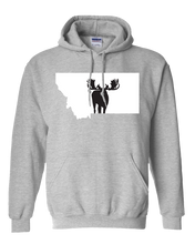 Load image into Gallery viewer, Pullover Hooded Sweatshirt Montana Athletic Heather Moose Vibrant Design High Quality Tight Knit Ring Spun Low Maintenance Cotton Printed With The Newest Available Color Transfer Technology