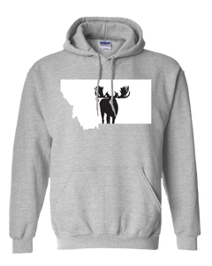 Pullover Hooded Sweatshirt Montana Athletic Heather Moose Vibrant Design High Quality Tight Knit Ring Spun Low Maintenance Cotton Printed With The Newest Available Color Transfer Technology