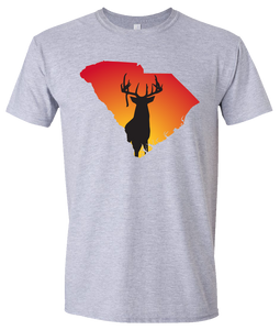 Short Sleeve T-Shirt South Carolina Athletic Heather Whitetail Deer Vibrant Design High Quality Tight Knit Ring Spun Low Maintenance Cotton Printed With The Newest Available Color Transfer Technology