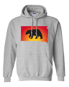 Pullover Hooded Sweatshirt South Dakota Athletic Heather Black Bear Vibrant Design High Quality Tight Knit Ring Spun Low Maintenance Cotton Printed With The Newest Available Color Transfer Technology