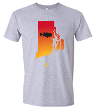 Load image into Gallery viewer, Short Sleeve T-Shirt Rhode Island Athletic Heather Large Mouth Bass Vibrant Design High Quality Tight Knit Ring Spun Low Maintenance Cotton Printed With The Newest Available Color Transfer Technology