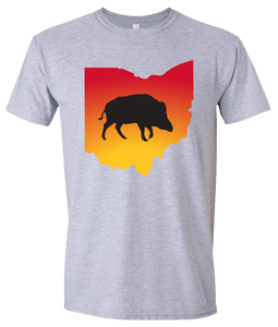 Short Sleeve T-Shirt Ohio Athletic Heather Wild Hog Vibrant Design High Quality Tight Knit Ring Spun Low Maintenance Cotton Printed With The Newest Available Color Transfer Technology