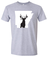Load image into Gallery viewer, Short Sleeve T-Shirt Arkansas Athletic Heather Whitetail Deer Vibrant Design High Quality Tight Knit Ring Spun Low Maintenance Cotton Printed With The Newest Available Color Transfer Technology