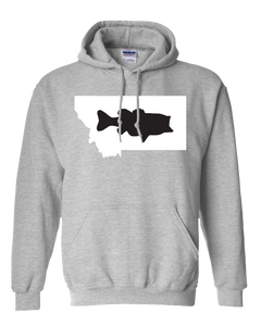 Pullover Hooded Sweatshirt Montana Athletic Heather Large Mouth Bass Vibrant Design High Quality Tight Knit Ring Spun Low Maintenance Cotton Printed With The Newest Available Color Transfer Technology