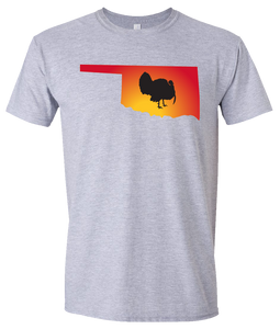 Short Sleeve T-Shirt Oklahoma Athletic Heather Turkey Vibrant Design High Quality Tight Knit Ring Spun Low Maintenance Cotton Printed With The Newest Available Color Transfer Technology