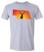 Load image into Gallery viewer, Short Sleeve T-Shirt Nebraska Athletic Heather Mule Deer Vibrant Design High Quality Tight Knit Ring Spun Low Maintenance Cotton Printed With The Newest Available Color Transfer Technology