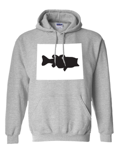 Pullover Hooded Sweatshirt Wyoming Athletic Heather Large Mouth Bass Vibrant Design High Quality Tight Knit Ring Spun Low Maintenance Cotton Printed With The Newest Available Color Transfer Technology