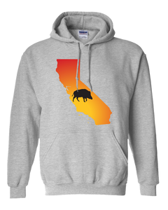 Pullover Hooded Sweatshirt California Athletic Heather Wild Hog Vibrant Design High Quality Tight Knit Ring Spun Low Maintenance Cotton Printed With The Newest Available Color Transfer Technology