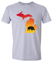 Load image into Gallery viewer, Short Sleeve T-Shirt Michigan Athletic Heather Wild Hog Vibrant Design High Quality Tight Knit Ring Spun Low Maintenance Cotton Printed With The Newest Available Color Transfer Technology