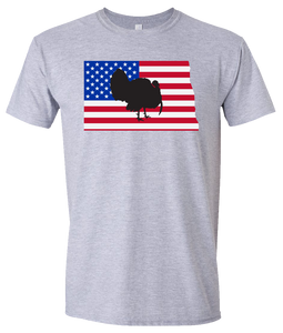 Short Sleeve T-Shirt North Dakota Athletic Heather Turkey Vibrant Design High Quality Tight Knit Ring Spun Low Maintenance Cotton Printed With The Newest Available Color Transfer Technology