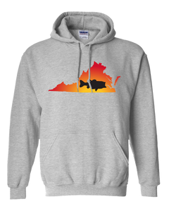 Pullover Hooded Sweatshirt Virginia Athletic Heather Large Mouth Bass Vibrant Design High Quality Tight Knit Ring Spun Low Maintenance Cotton Printed With The Newest Available Color Transfer Technology
