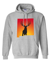 Load image into Gallery viewer, Pullover Hooded Sweatshirt New Mexico Athletic Heather Mule Deer Vibrant Design High Quality Tight Knit Ring Spun Low Maintenance Cotton Printed With The Newest Available Color Transfer Technology