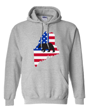 Load image into Gallery viewer, Pullover Hooded Sweatshirt Maine Athletic Heather Black Bear Vibrant Design High Quality Tight Knit Ring Spun Low Maintenance Cotton Printed With The Newest Available Color Transfer Technology