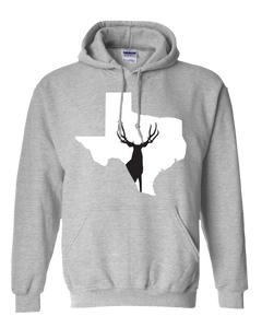 Pullover Hooded Sweatshirt Texas Athletic Heather Mule Deer Vibrant Design High Quality Tight Knit Ring Spun Low Maintenance Cotton Printed With The Newest Available Color Transfer Technology