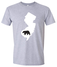 Load image into Gallery viewer, Short Sleeve T-Shirt New Jersey Athletic Heather Black Bear Vibrant Design High Quality Tight Knit Ring Spun Low Maintenance Cotton Printed With The Newest Available Color Transfer Technology