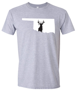 Short Sleeve T-Shirt Oklahoma Athletic Heather Whitetail Deer Vibrant Design High Quality Tight Knit Ring Spun Low Maintenance Cotton Printed With The Newest Available Color Transfer Technology
