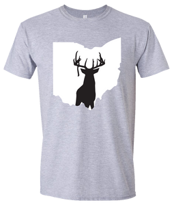 Short Sleeve T-Shirt Ohio Athletic Heather Whitetail Deer Vibrant Design High Quality Tight Knit Ring Spun Low Maintenance Cotton Printed With The Newest Available Color Transfer Technology