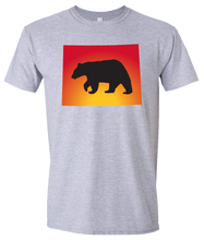 Load image into Gallery viewer, Short Sleeve T-Shirt Wyoming Athletic Heather Black Bear Vibrant Design High Quality Tight Knit Ring Spun Low Maintenance Cotton Printed With The Newest Available Color Transfer Technology