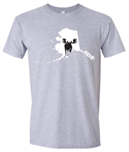 Load image into Gallery viewer, Short Sleeve T-Shirt Alaska Athletic Heather Moose Vibrant Design High Quality Tight Knit Ring Spun Low Maintenance Cotton Printed With The Newest Available Color Transfer Technology