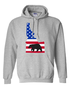 Pullover Hooded Sweatshirt Idaho Athletic Heather Black Bear Vibrant Design High Quality Tight Knit Ring Spun Low Maintenance Cotton Printed With The Newest Available Color Transfer Technology