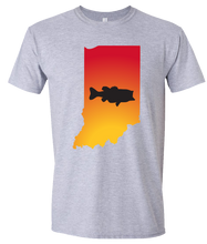 Load image into Gallery viewer, Short Sleeve T-Shirt Indiana Athletic Heather Large Mouth Bass Vibrant Design High Quality Tight Knit Ring Spun Low Maintenance Cotton Printed With The Newest Available Color Transfer Technology
