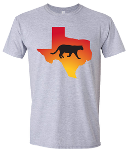 Short Sleeve T-Shirt Texas Athletic Heather Mountain Lion Vibrant Design High Quality Tight Knit Ring Spun Low Maintenance Cotton Printed With The Newest Available Color Transfer Technology