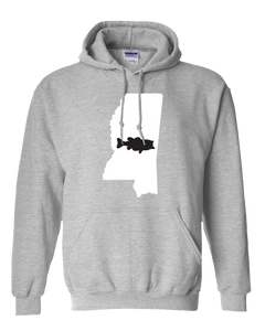 Pullover Hooded Sweatshirt Mississippi Athletic Heather Large Mouth Bass Vibrant Design High Quality Tight Knit Ring Spun Low Maintenance Cotton Printed With The Newest Available Color Transfer Technology