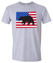 Load image into Gallery viewer, Short Sleeve T-Shirt Wyoming Athletic Heather Black Bear Vibrant Design High Quality Tight Knit Ring Spun Low Maintenance Cotton Printed With The Newest Available Color Transfer Technology