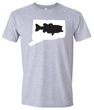 Load image into Gallery viewer, Short Sleeve T-Shirt Connecticut Athletic Heather Large Mouth Bass Vibrant Design High Quality Tight Knit Ring Spun Low Maintenance Cotton Printed With The Newest Available Color Transfer Technology