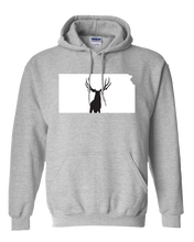 Load image into Gallery viewer, Pullover Hooded Sweatshirt Kansas Athletic Heather Mule Deer Vibrant Design High Quality Tight Knit Ring Spun Low Maintenance Cotton Printed With The Newest Available Color Transfer Technology