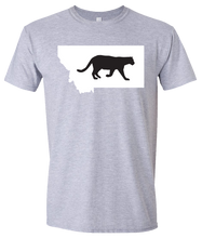 Load image into Gallery viewer, Short Sleeve T-Shirt Montana Athletic Heather Mountain Lion Vibrant Design High Quality Tight Knit Ring Spun Low Maintenance Cotton Printed With The Newest Available Color Transfer Technology