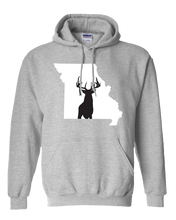 Load image into Gallery viewer, Pullover Hooded Sweatshirt Missouri Athletic Heather Whitetail Deer Vibrant Design High Quality Tight Knit Ring Spun Low Maintenance Cotton Printed With The Newest Available Color Transfer Technology