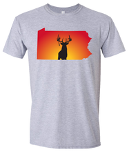 Load image into Gallery viewer, Short Sleeve T-Shirt Pennsylvania Athletic Heather Whitetail Deer Vibrant Design High Quality Tight Knit Ring Spun Low Maintenance Cotton Printed With The Newest Available Color Transfer Technology
