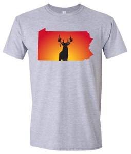 Short Sleeve T-Shirt Pennsylvania Athletic Heather Whitetail Deer Vibrant Design High Quality Tight Knit Ring Spun Low Maintenance Cotton Printed With The Newest Available Color Transfer Technology