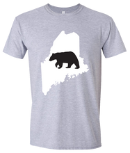 Load image into Gallery viewer, Short Sleeve T-Shirt Maine Athletic Heather Black Bear Vibrant Design High Quality Tight Knit Ring Spun Low Maintenance Cotton Printed With The Newest Available Color Transfer Technology