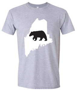 Short Sleeve T-Shirt Maine Athletic Heather Black Bear Vibrant Design High Quality Tight Knit Ring Spun Low Maintenance Cotton Printed With The Newest Available Color Transfer Technology