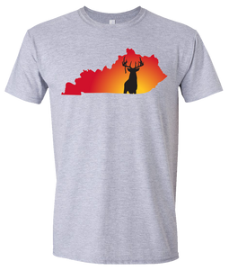 Short Sleeve T-Shirt Kentucky Athletic Heather Whitetail Deer Vibrant Design High Quality Tight Knit Ring Spun Low Maintenance Cotton Printed With The Newest Available Color Transfer Technology