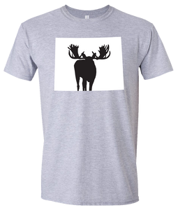 Short Sleeve T-Shirt Wyoming Athletic Heather Moose Vibrant Design High Quality Tight Knit Ring Spun Low Maintenance Cotton Printed With The Newest Available Color Transfer Technology