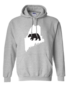 Pullover Hooded Sweatshirt Maine Athletic Heather Black Bear Vibrant Design High Quality Tight Knit Ring Spun Low Maintenance Cotton Printed With The Newest Available Color Transfer Technology