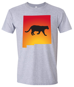 Short Sleeve T-Shirt New Mexico Athletic Heather Mountain Lion Vibrant Design High Quality Tight Knit Ring Spun Low Maintenance Cotton Printed With The Newest Available Color Transfer Technology