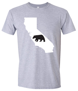 Short Sleeve T-Shirt California Athletic Heather Black Bear Vibrant Design High Quality Tight Knit Ring Spun Low Maintenance Cotton Printed With The Newest Available Color Transfer Technology