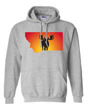 Load image into Gallery viewer, Pullover Hooded Sweatshirt Montana Athletic Heather Moose Vibrant Design High Quality Tight Knit Ring Spun Low Maintenance Cotton Printed With The Newest Available Color Transfer Technology