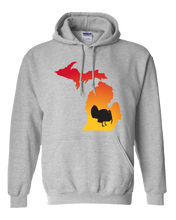 Load image into Gallery viewer, Pullover Hooded Sweatshirt Michigan Athletic Heather Turkey Vibrant Design High Quality Tight Knit Ring Spun Low Maintenance Cotton Printed With The Newest Available Color Transfer Technology