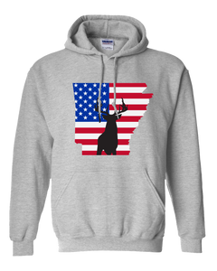 Pullover Hooded Sweatshirt Arkansas Athletic Heather Whitetail Deer Vibrant Design High Quality Tight Knit Ring Spun Low Maintenance Cotton Printed With The Newest Available Color Transfer Technology