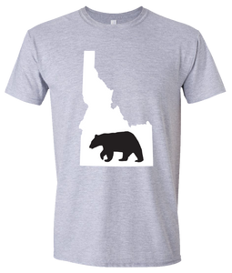 Short Sleeve T-Shirt Idaho Athletic Heather Black Bear Vibrant Design High Quality Tight Knit Ring Spun Low Maintenance Cotton Printed With The Newest Available Color Transfer Technology
