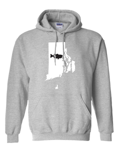 Pullover Hooded Sweatshirt Rhode Island Athletic Heather Large Mouth Bass Vibrant Design High Quality Tight Knit Ring Spun Low Maintenance Cotton Printed With The Newest Available Color Transfer Technology