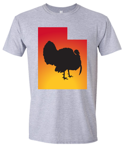 Short Sleeve T-Shirt Utah Athletic Heather Turkey Vibrant Design High Quality Tight Knit Ring Spun Low Maintenance Cotton Printed With The Newest Available Color Transfer Technology